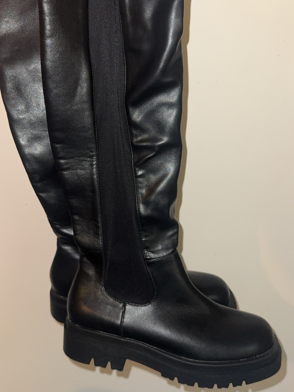 Fashion Nova Black Over-the-Knee Platform Chelsea Boots